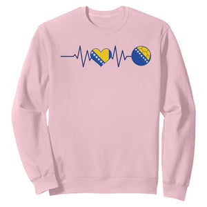 Bosnian Fudbal Heartbeat Sweatshirt Bosnia And Herzegovina Soccer Fan Gift
