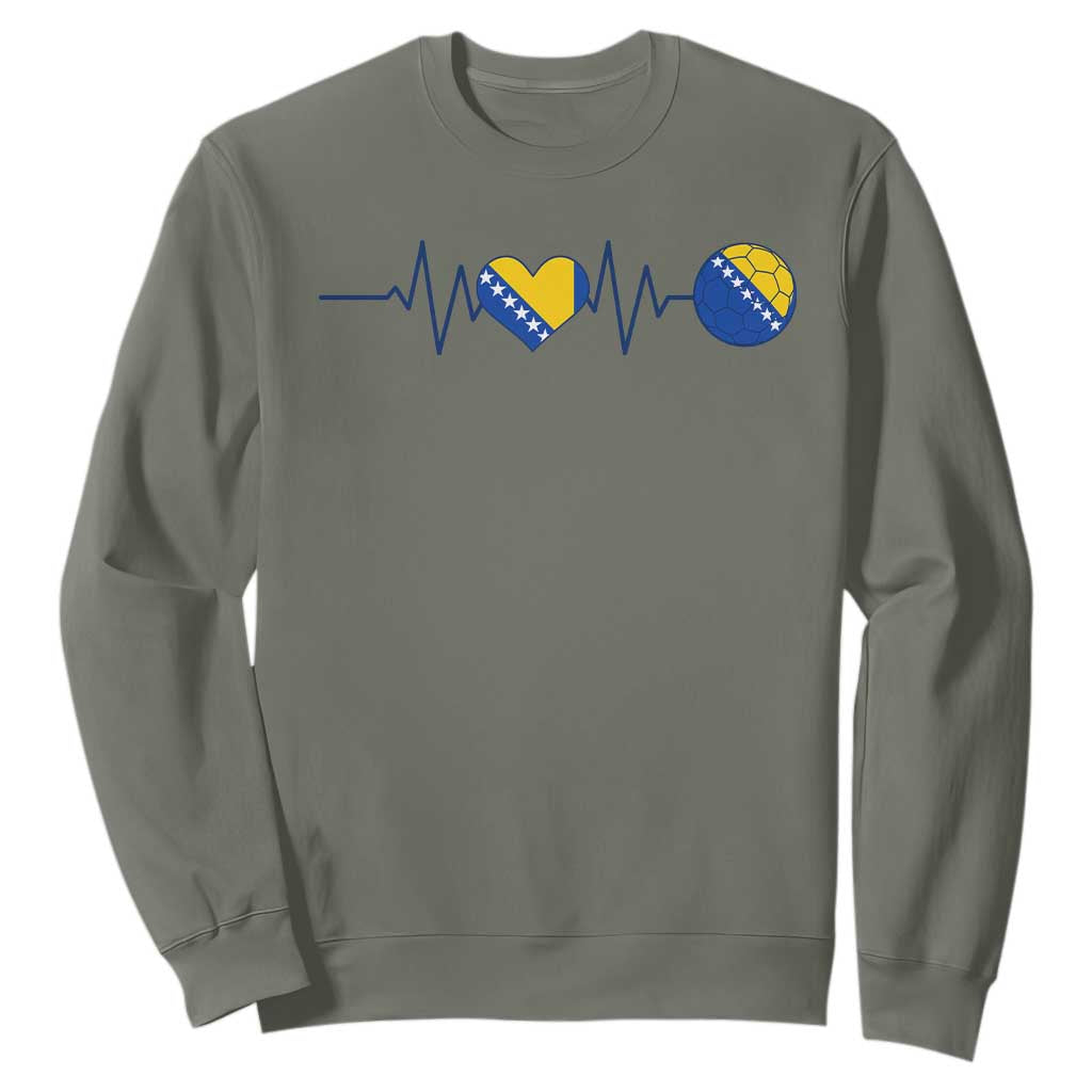 Bosnian Fudbal Heartbeat Sweatshirt Bosnia And Herzegovina Soccer Fan Gift