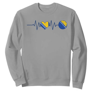 Bosnian Fudbal Heartbeat Sweatshirt Bosnia And Herzegovina Soccer Fan Gift