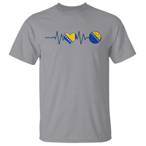Bosnian Fudbal Heartbeat T Shirt Bosnia And Herzegovina Soccer Fan Gift