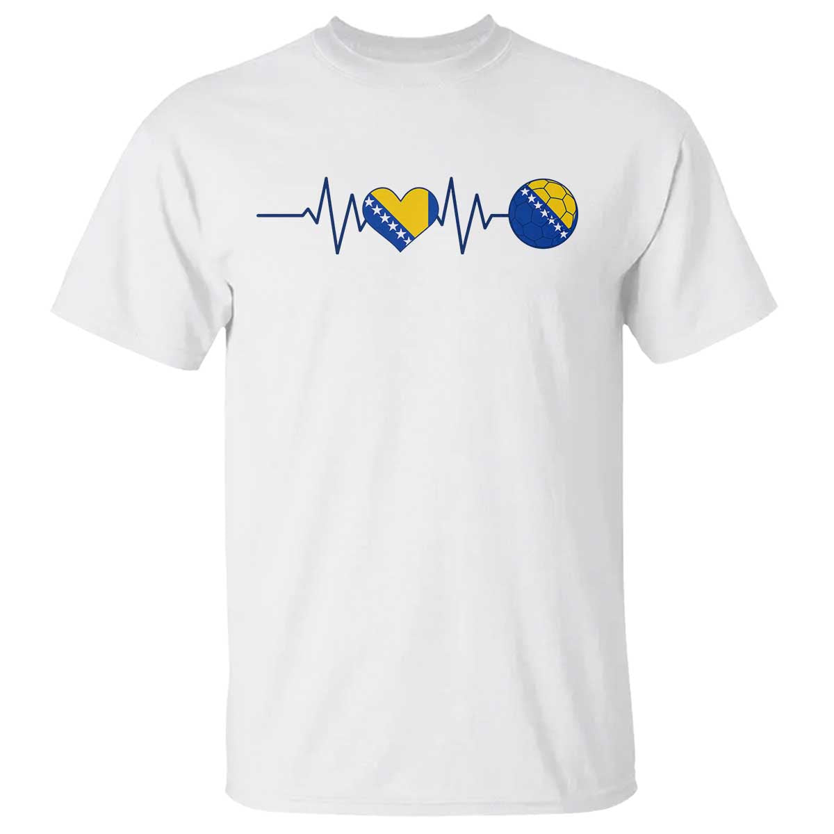 Bosnian Fudbal Heartbeat T Shirt Bosnia And Herzegovina Soccer Fan Gift