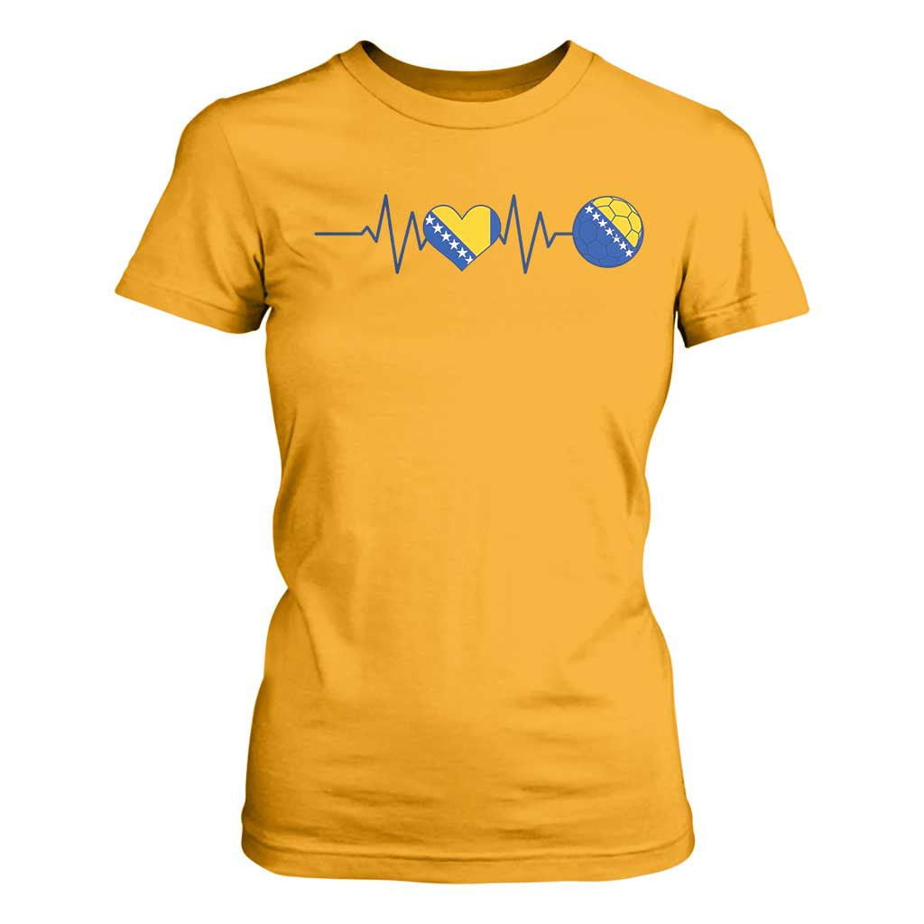 Bosnian Fudbal Heartbeat T Shirt For Women Bosnia And Herzegovina Soccer Fan Gift