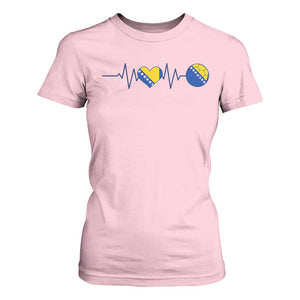 Bosnian Fudbal Heartbeat T Shirt For Women Bosnia And Herzegovina Soccer Fan Gift