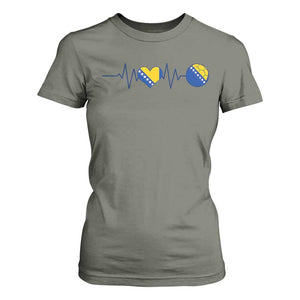 Bosnian Fudbal Heartbeat T Shirt For Women Bosnia And Herzegovina Soccer Fan Gift