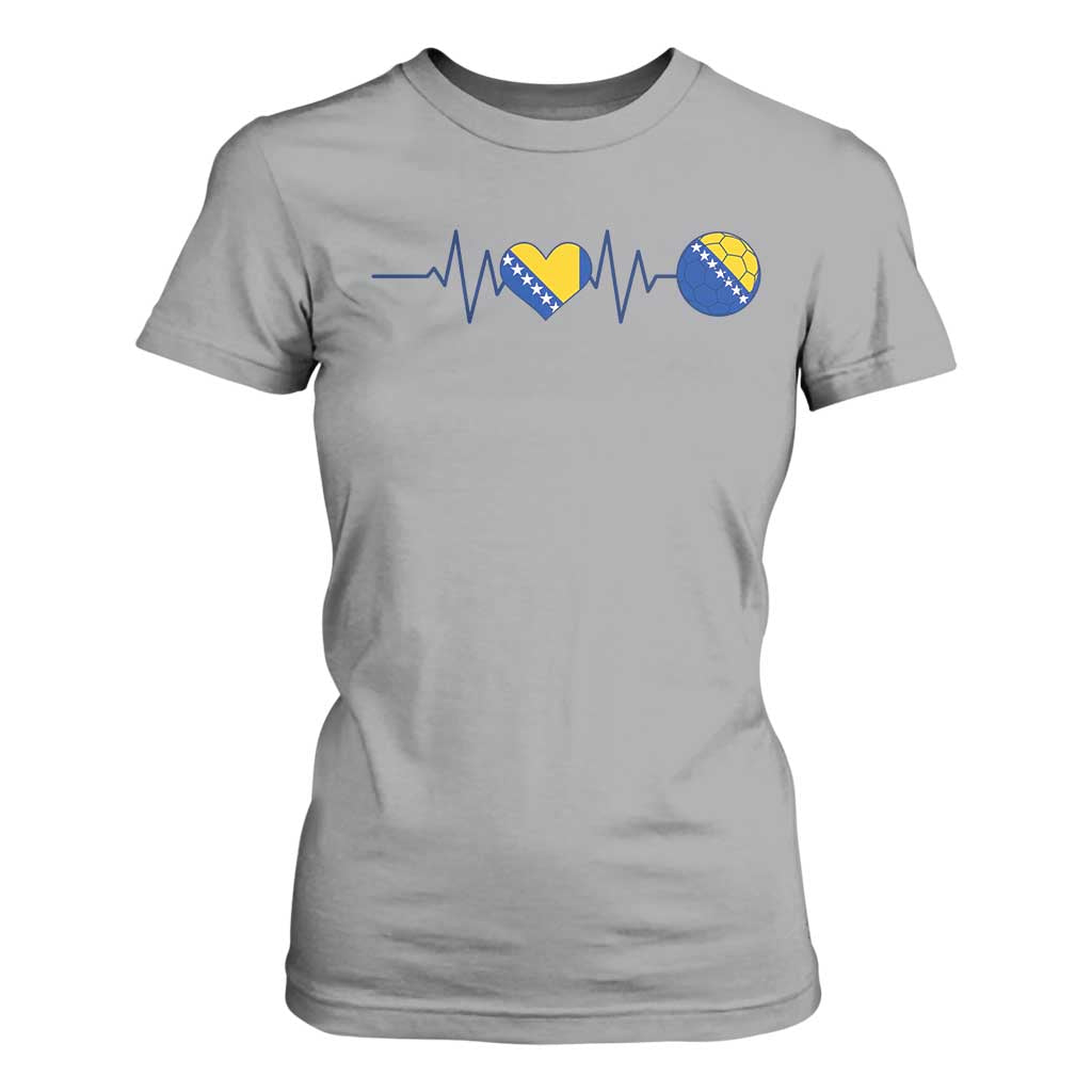 Bosnian Fudbal Heartbeat T Shirt For Women Bosnia And Herzegovina Soccer Fan Gift