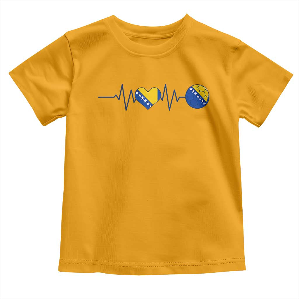 Bosnian Fudbal Heartbeat Toddler T Shirt Bosnia And Herzegovina Soccer Fan Gift