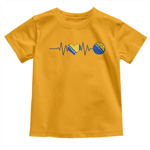 Bosnian Fudbal Heartbeat Toddler T Shirt Bosnia And Herzegovina Soccer Fan Gift