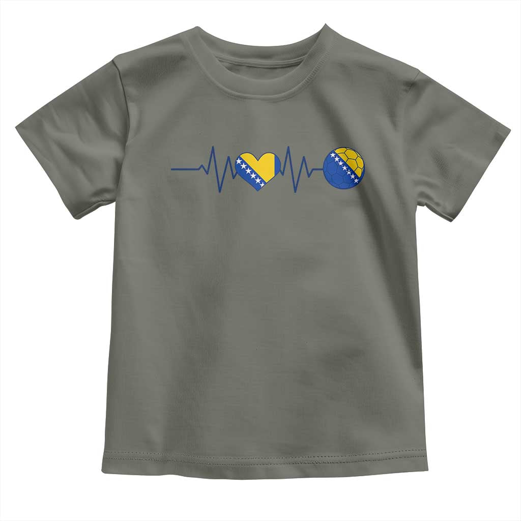 Bosnian Fudbal Heartbeat Toddler T Shirt Bosnia And Herzegovina Soccer Fan Gift