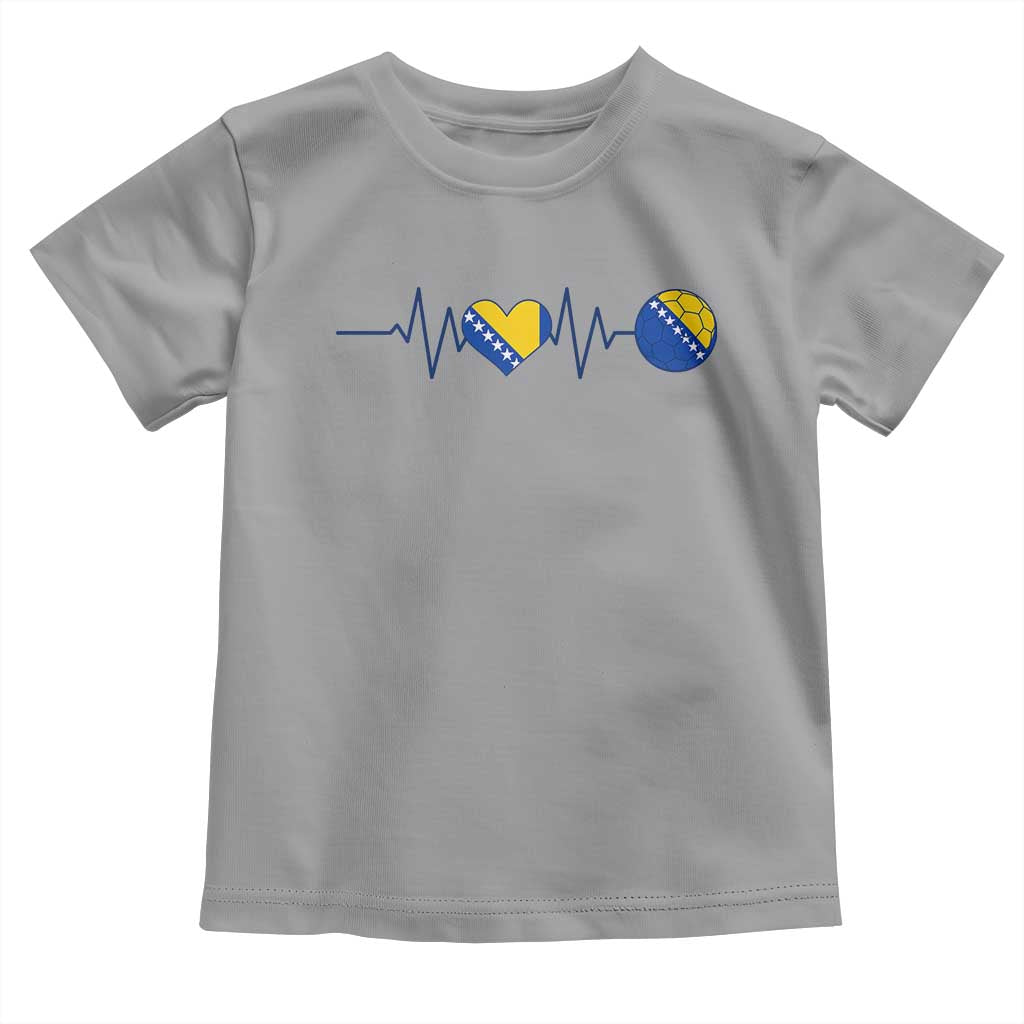 Bosnian Fudbal Heartbeat Toddler T Shirt Bosnia And Herzegovina Soccer Fan Gift