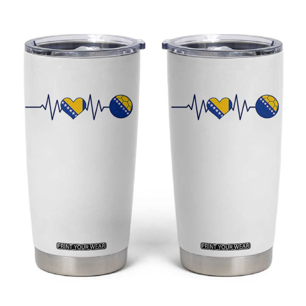 Bosnian Fudbal Heartbeat Tumbler Cup Bosnia And Herzegovina Soccer Fan Gift