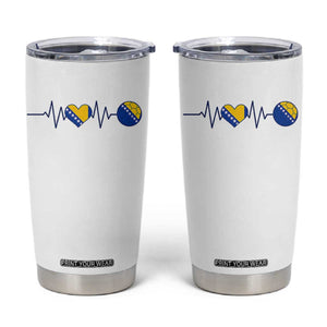 Bosnian Fudbal Heartbeat Tumbler Cup Bosnia And Herzegovina Soccer Fan Gift