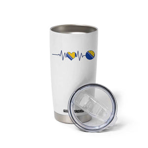 Bosnian Fudbal Heartbeat Tumbler Cup Bosnia And Herzegovina Soccer Fan Gift
