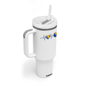Bosnian Fudbal Heartbeat Tumbler With Handle Bosnia And Herzegovina Soccer Fan Gift