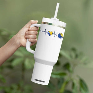 Bosnian Fudbal Heartbeat Tumbler With Handle Bosnia And Herzegovina Soccer Fan Gift