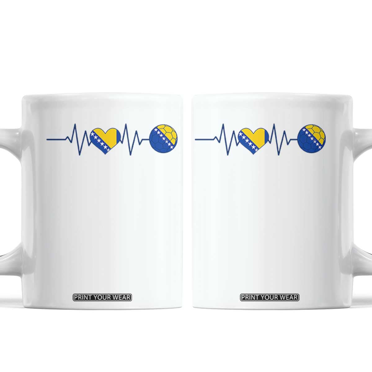 Bosnian Fudbal Heartbeat Coffee Mug Bosnia And Herzegovina Soccer Fan Gift