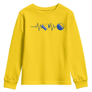 Bosnian Fudbal Heartbeat Youth Sweatshirt Bosnia And Herzegovina Soccer Fan Gift