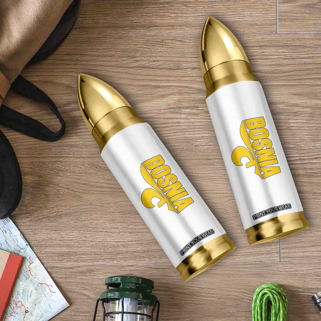 Bosnian Fleur De Lis Flag Bullet Tumbler Proud Bosnia Heritage Gift
