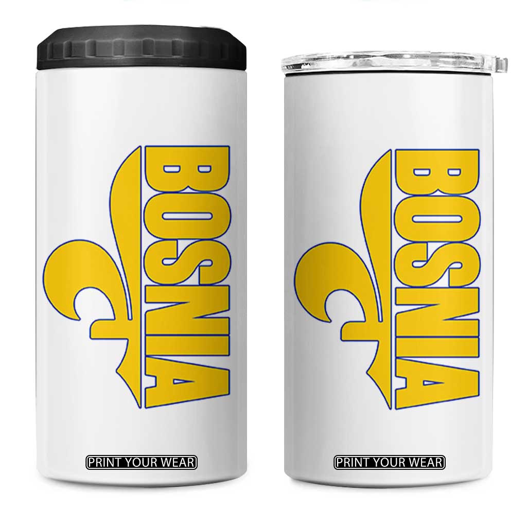 Bosnian Fleur De Lis Flag 4 in 1 Can Cooler Tumbler Proud Bosnia Heritage Gift