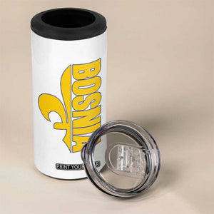 Bosnian Fleur De Lis Flag 4 in 1 Can Cooler Tumbler Proud Bosnia Heritage Gift
