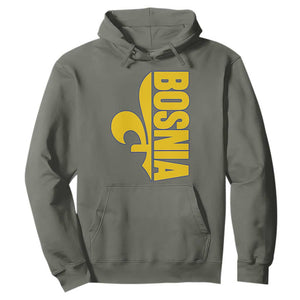 Bosnian Fleur De Lis Flag Hoodie Proud Bosnia Heritage Gift