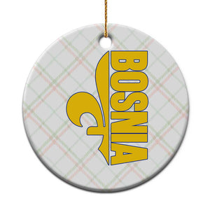 Bosnian Fleur De Lis Flag Ceramic Ornament Proud Bosnia Heritage Gift