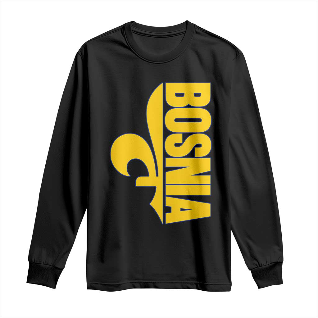 Bosnian Fleur De Lis Flag Long Sleeve Shirt Proud Bosnia Heritage Gift