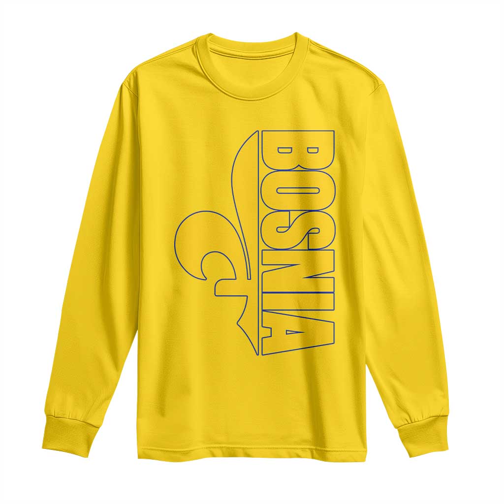 Bosnian Fleur De Lis Flag Long Sleeve Shirt Proud Bosnia Heritage Gift