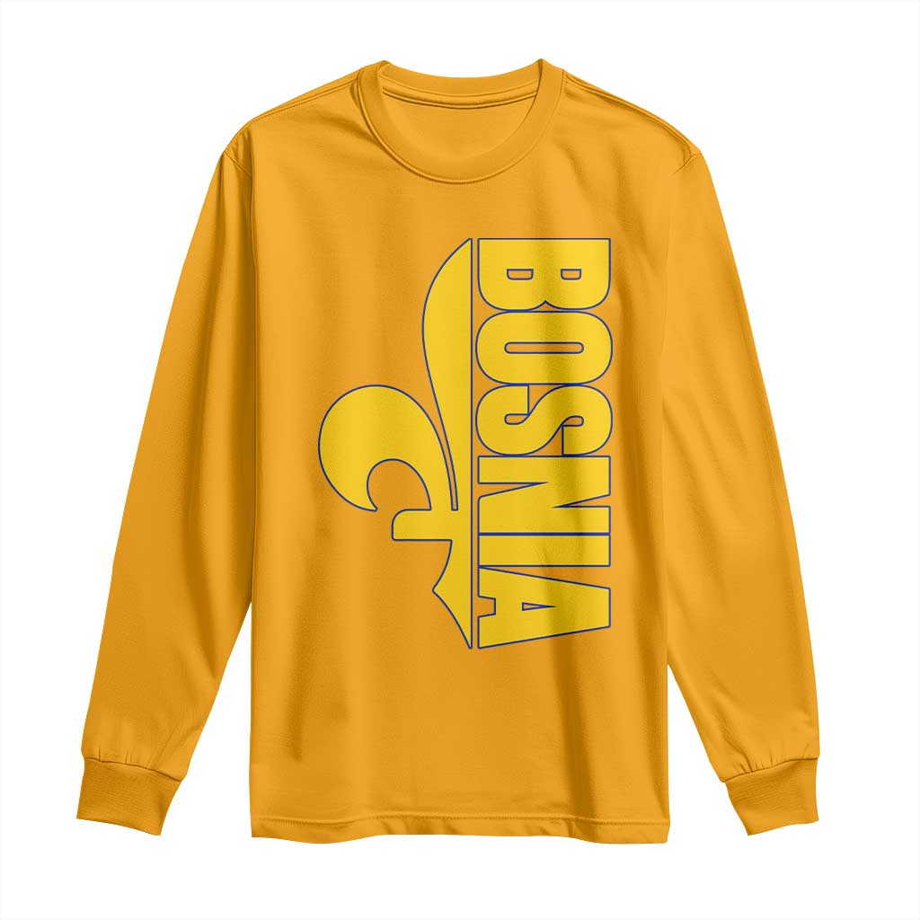 Bosnian Fleur De Lis Flag Long Sleeve Shirt Proud Bosnia Heritage Gift