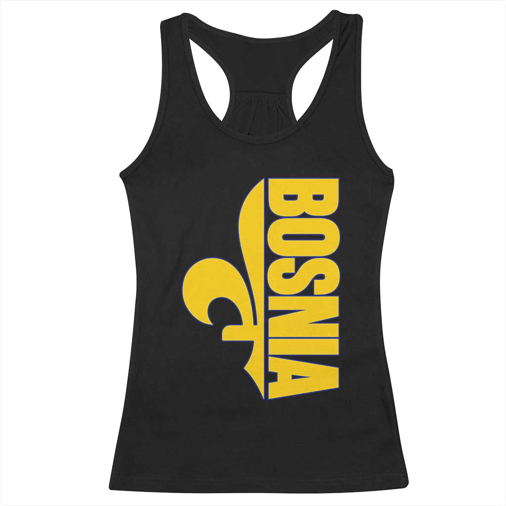 Bosnian Fleur De Lis Flag Racerback Tank Top Proud Bosnia Heritage Gift