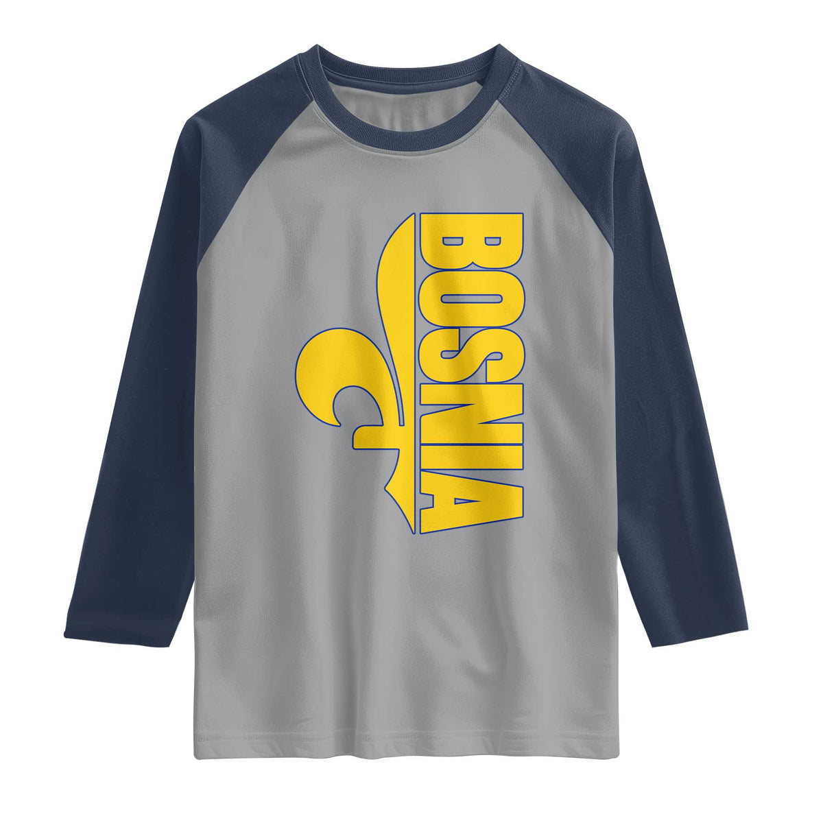 Bosnian Fleur De Lis Flag Raglan Shirt Proud Bosnia Heritage Gift