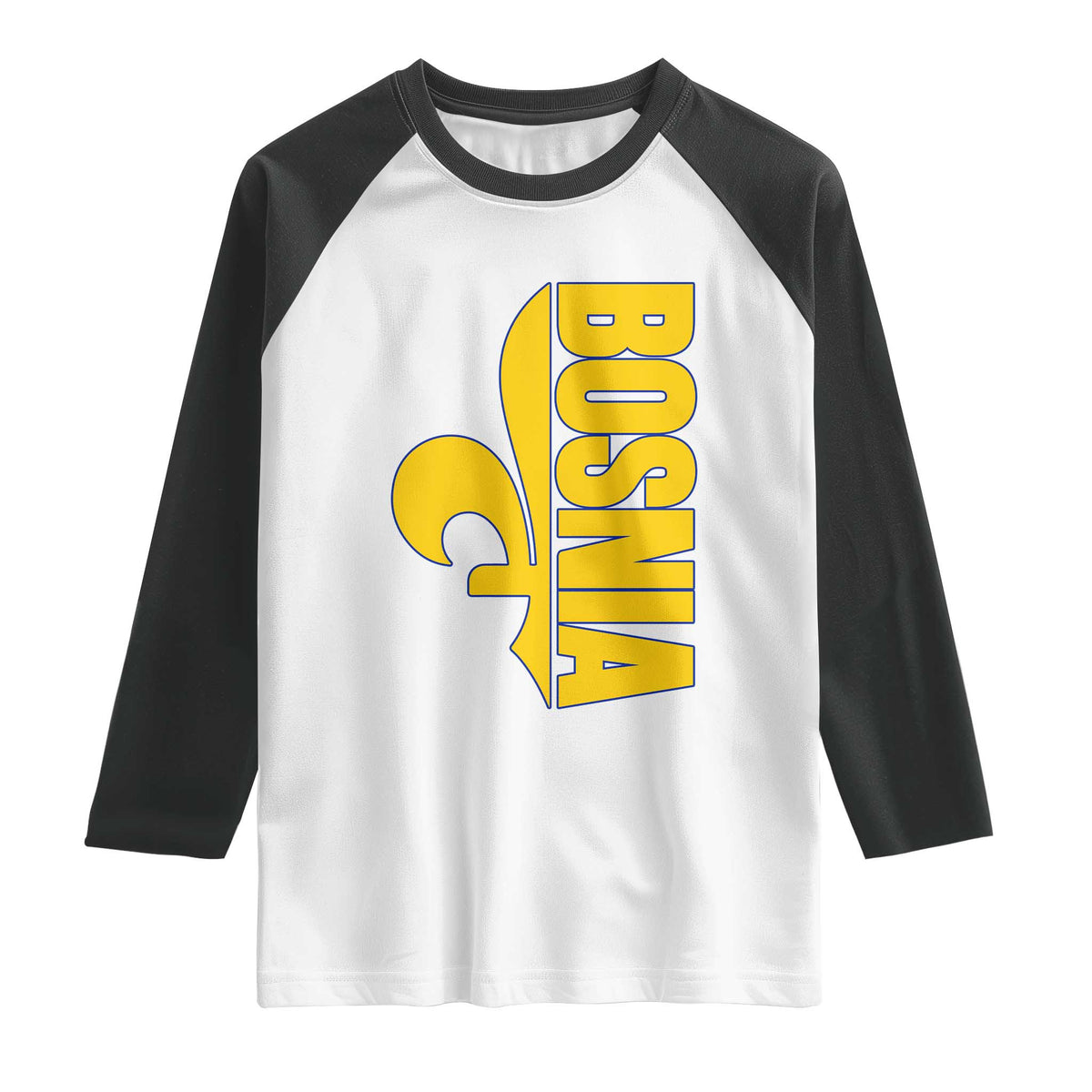 Bosnian Fleur De Lis Flag Raglan Shirt Proud Bosnia Heritage Gift