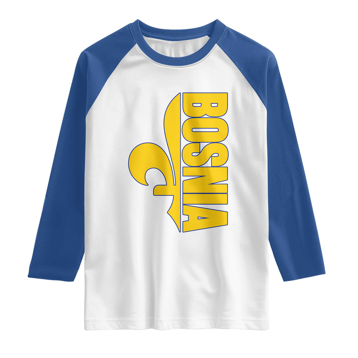 Bosnian Fleur De Lis Flag Raglan Shirt Proud Bosnia Heritage Gift