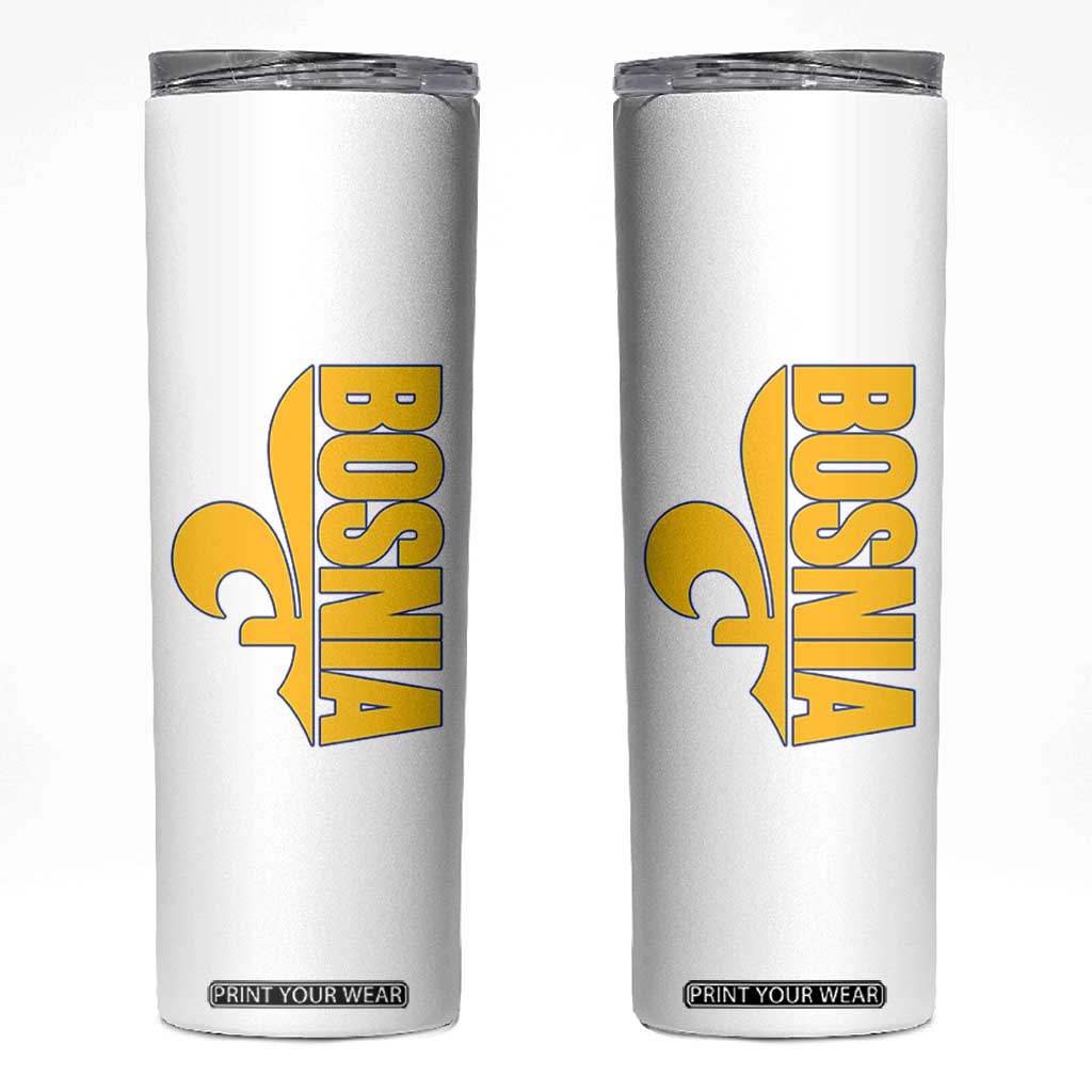 Bosnian Fleur De Lis Flag Skinny Tumbler Proud Bosnia Heritage Gift