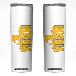 Bosnian Fleur De Lis Flag Skinny Tumbler Proud Bosnia Heritage Gift