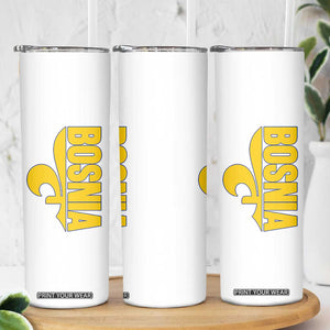 Bosnian Fleur De Lis Flag Skinny Tumbler Proud Bosnia Heritage Gift