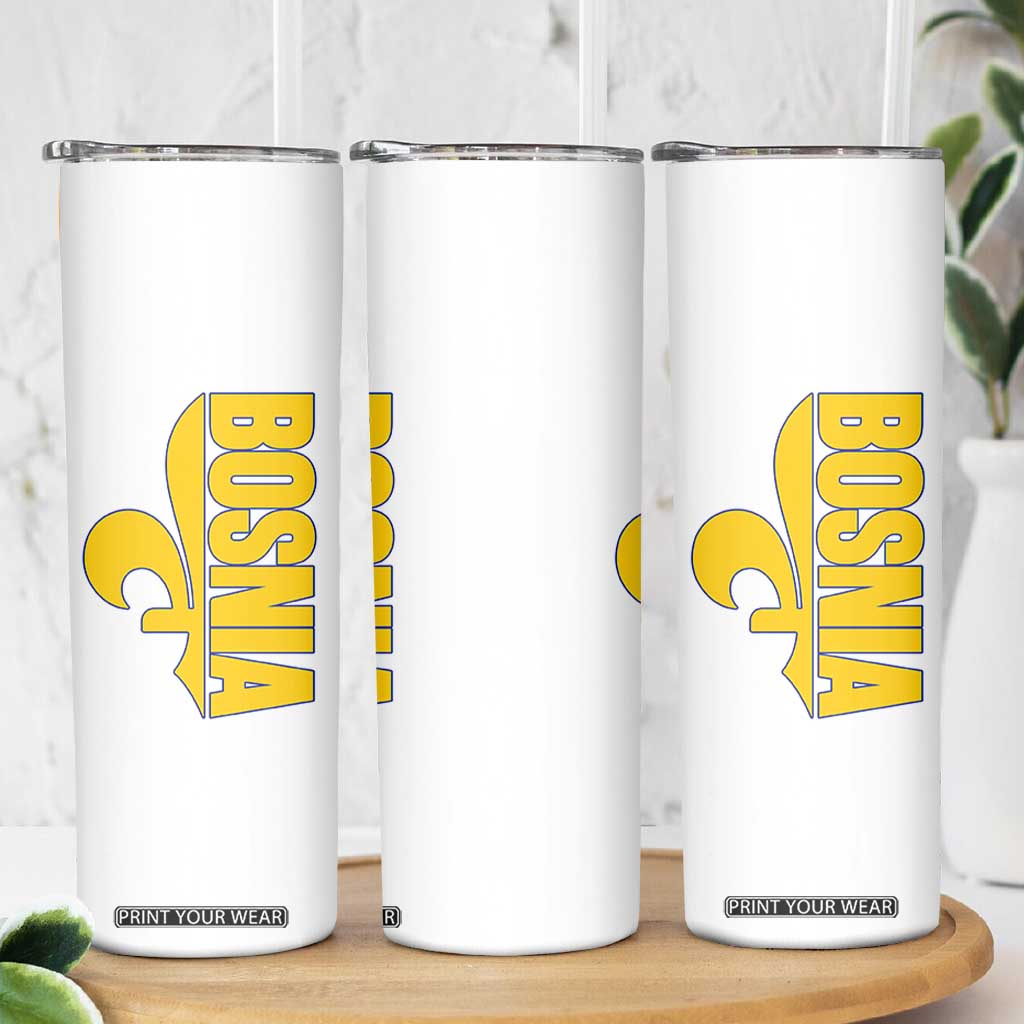 Bosnian Fleur De Lis Flag Skinny Tumbler Proud Bosnia Heritage Gift