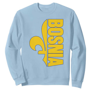 Bosnian Fleur De Lis Flag Sweatshirt Proud Bosnia Heritage Gift