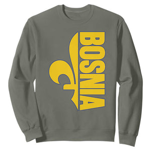 Bosnian Fleur De Lis Flag Sweatshirt Proud Bosnia Heritage Gift
