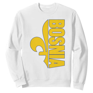 Bosnian Fleur De Lis Flag Sweatshirt Proud Bosnia Heritage Gift