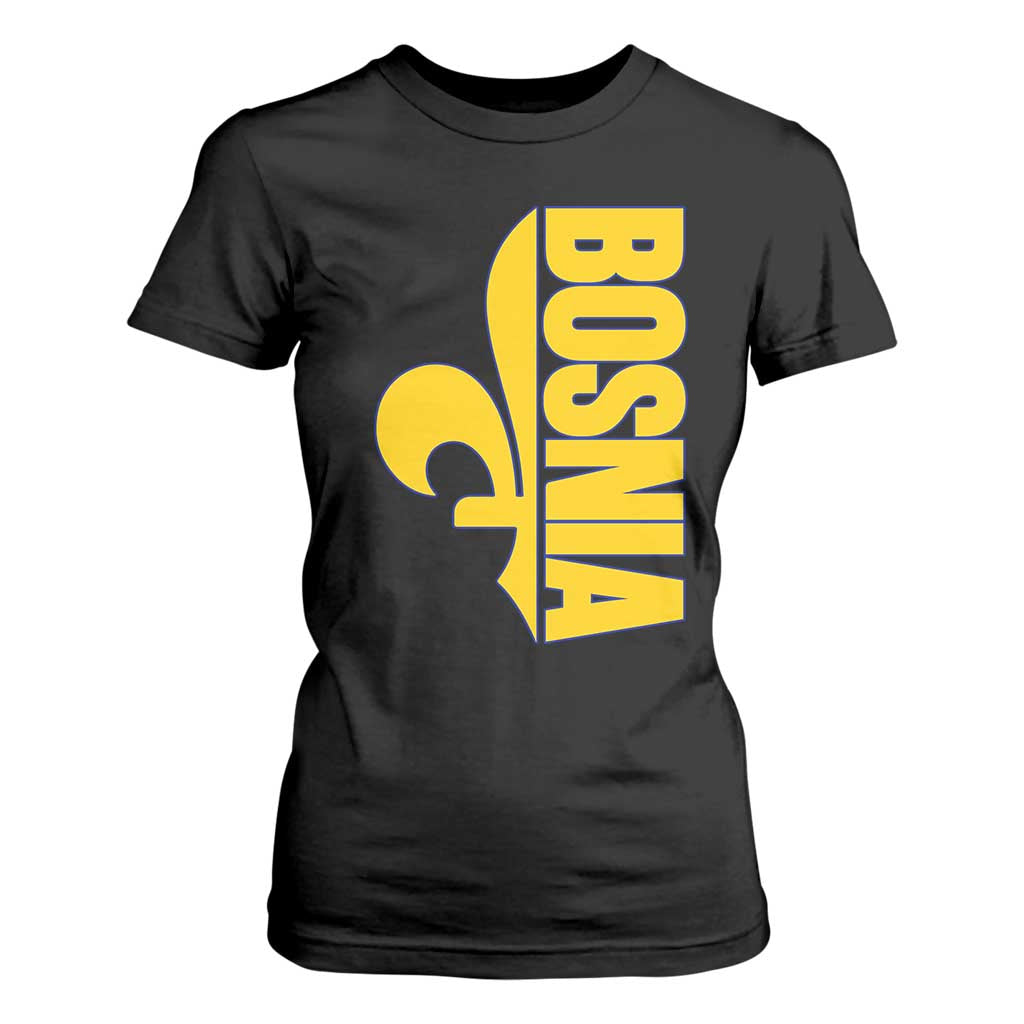 Bosnian Fleur De Lis Flag T Shirt For Women Proud Bosnia Heritage Gift