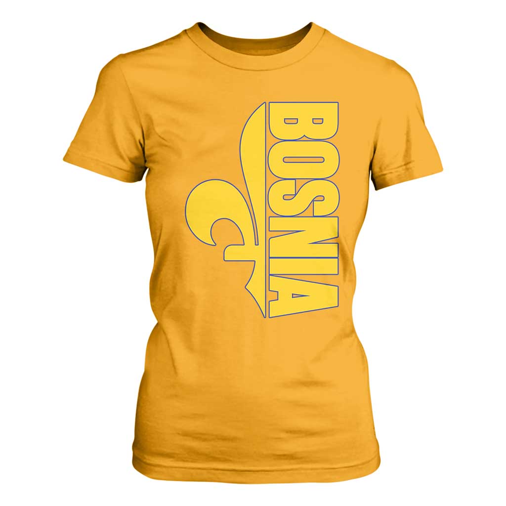 Bosnian Fleur De Lis Flag T Shirt For Women Proud Bosnia Heritage Gift