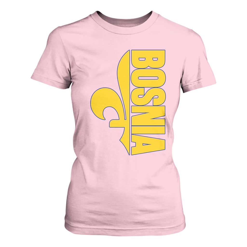 Bosnian Fleur De Lis Flag T Shirt For Women Proud Bosnia Heritage Gift