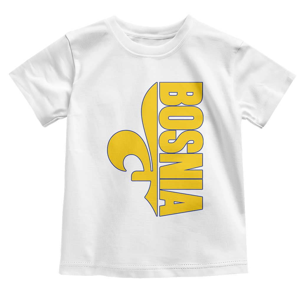 Bosnian Fleur De Lis Flag Toddler T Shirt Proud Bosnia Heritage Gift TS12 White Print Your Wear