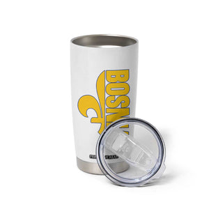 Bosnian Fleur De Lis Flag Tumbler Cup Proud Bosnia Heritage Gift