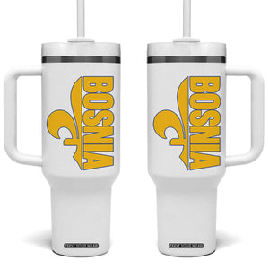 Bosnian Fleur De Lis Flag Tumbler With Handle Proud Bosnia Heritage Gift