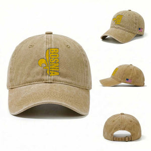 Bosnian Fleur De Lis Flag Washed Cotton Baseball Cap Proud Bosnia Heritage Gift