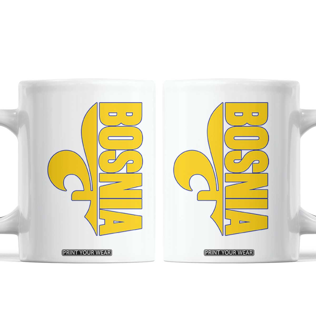 Bosnian Fleur De Lis Flag Coffee Mug Proud Bosnia Heritage Gift