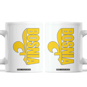 Bosnian Fleur De Lis Flag Coffee Mug Proud Bosnia Heritage Gift