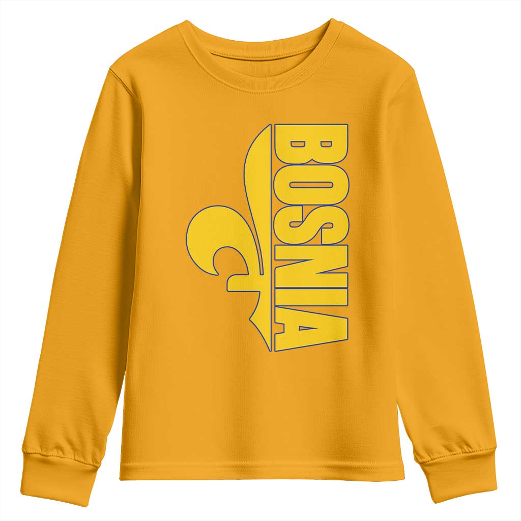 Bosnian Fleur De Lis Flag Youth Sweatshirt Proud Bosnia Heritage Gift