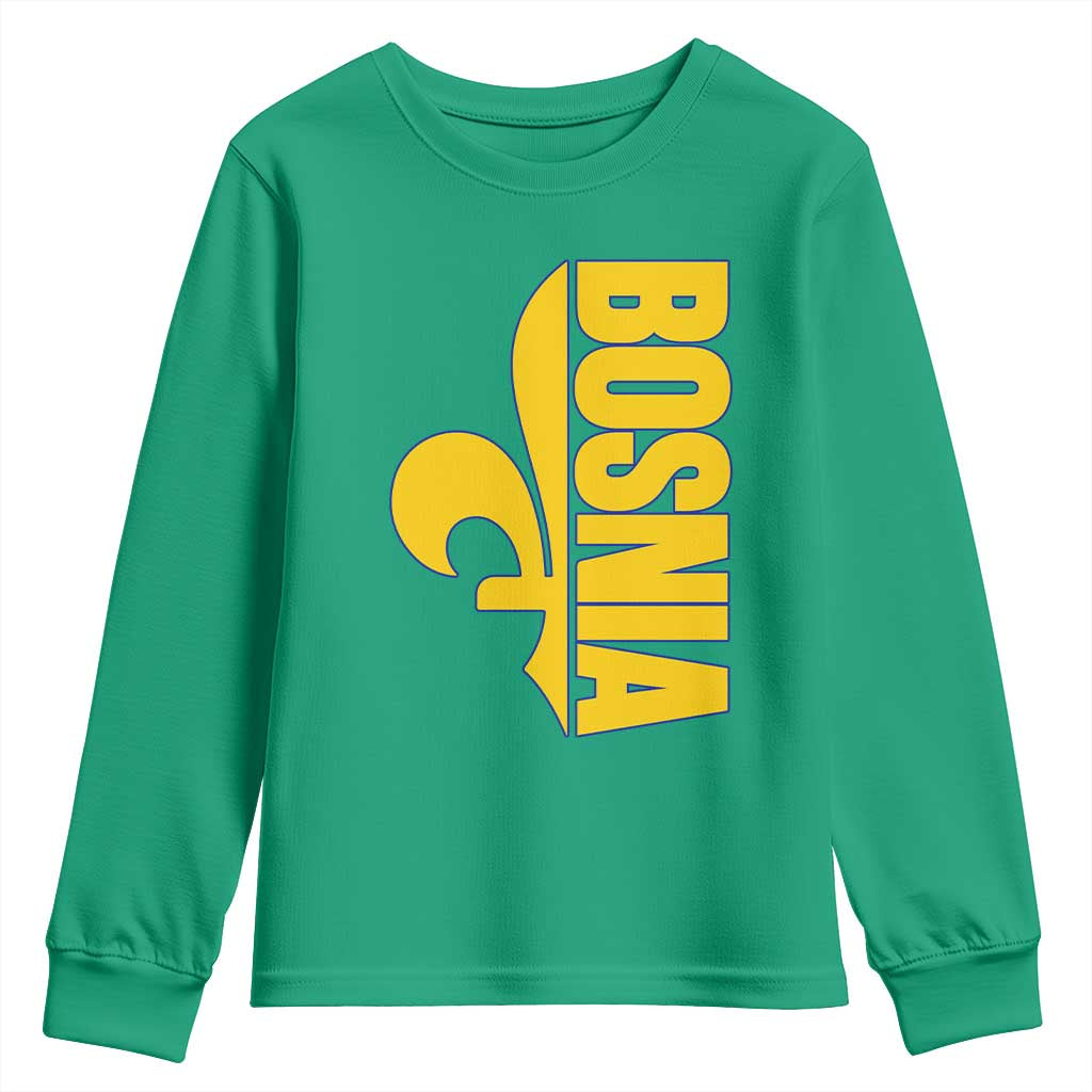 Bosnian Fleur De Lis Flag Youth Sweatshirt Proud Bosnia Heritage Gift